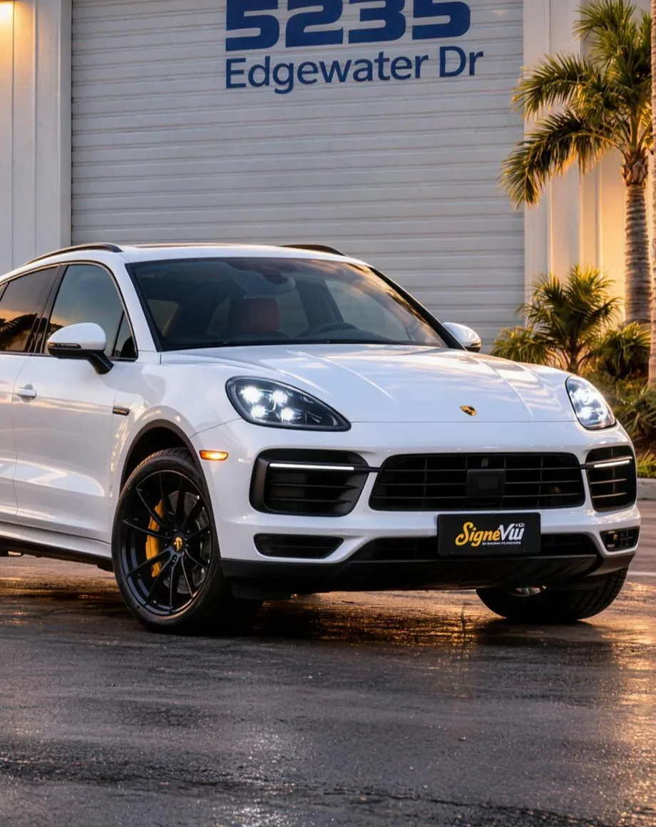 White Porsche at the Signs VW shop