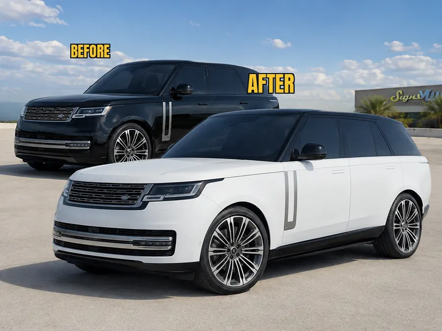 Color change wrap in our Orlando shop — black to gloss white