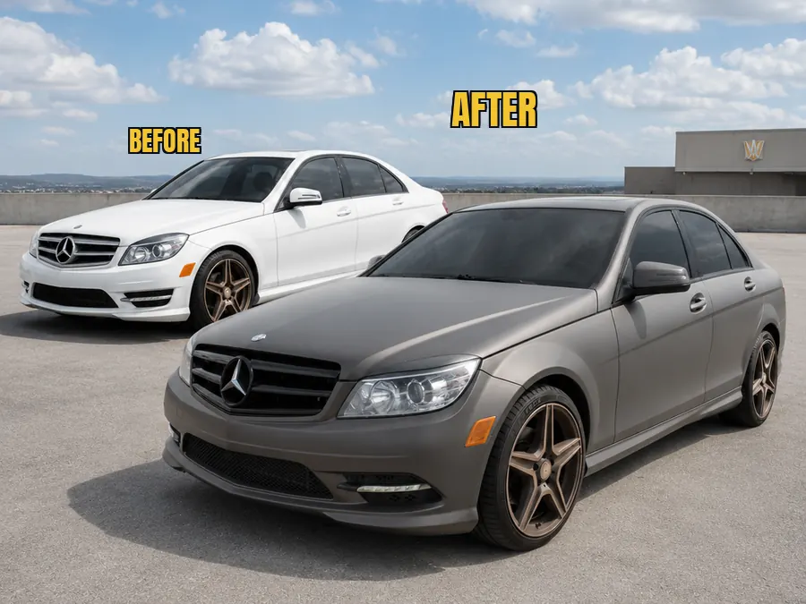 Color change wrap in our Orlando shop — white to bronze grey