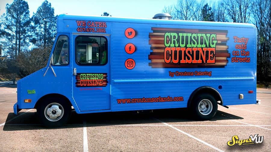 Food Truck wrapped in cruising cuisine advertising