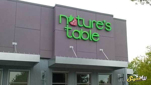 Channel Letter signage for Nature's table